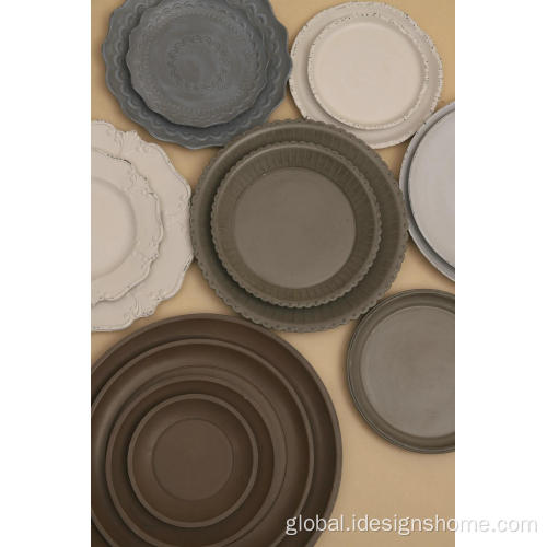 Wooden Tray Solid Color Decoration Tray Round Wood Serving Tray Factory